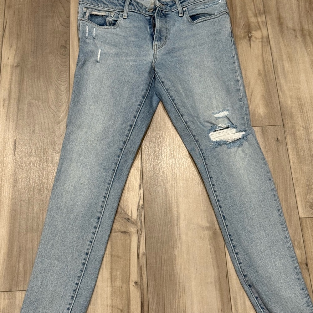 Levi's Light Blue Skinny Jeans with Distressed Details 711 Skinny